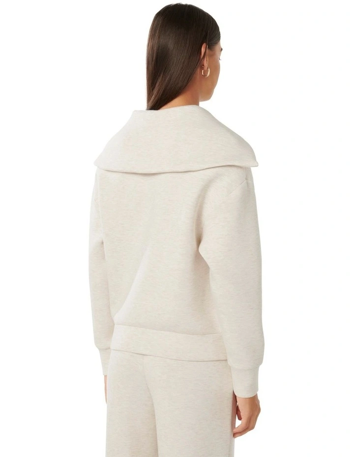 Tiana Loungewear Zip Front Sweatshirt in Oatmeal image 2