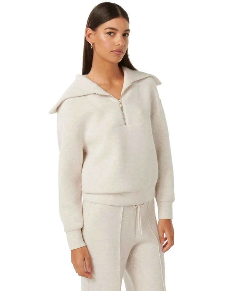 Tiana Loungewear Zip Front Sweatshirt in Oatmeal image 3