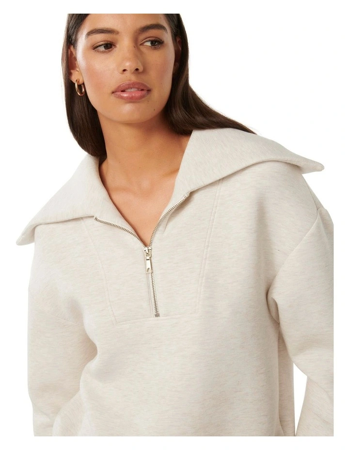 Tiana Loungewear Zip Front Sweatshirt in Oatmeal image 4