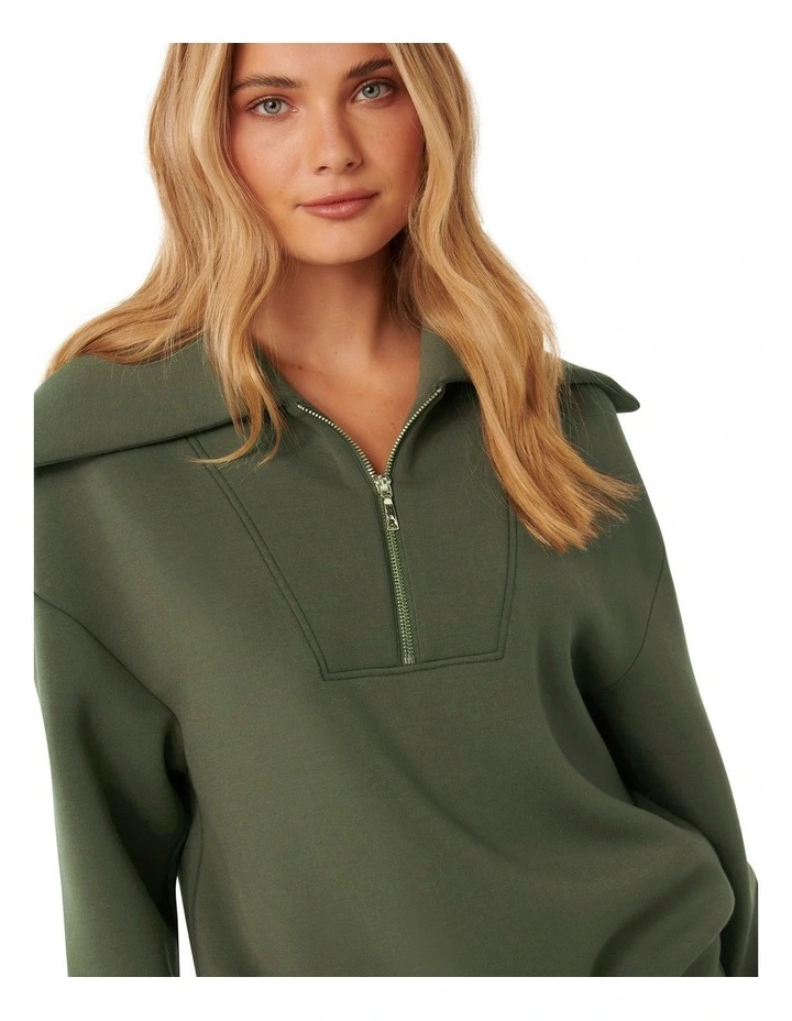Tiana Loungewear Zip Front Sweatshirt in Green image 4