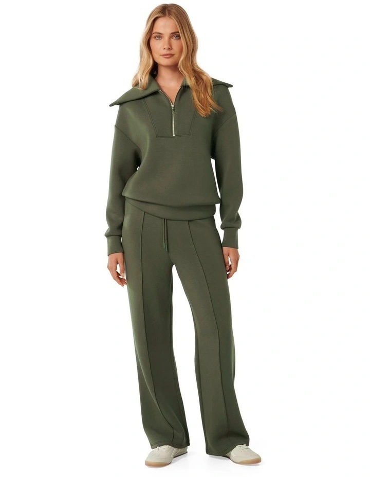 Tiana Loungewear Zip Front Sweatshirt in Green image 5