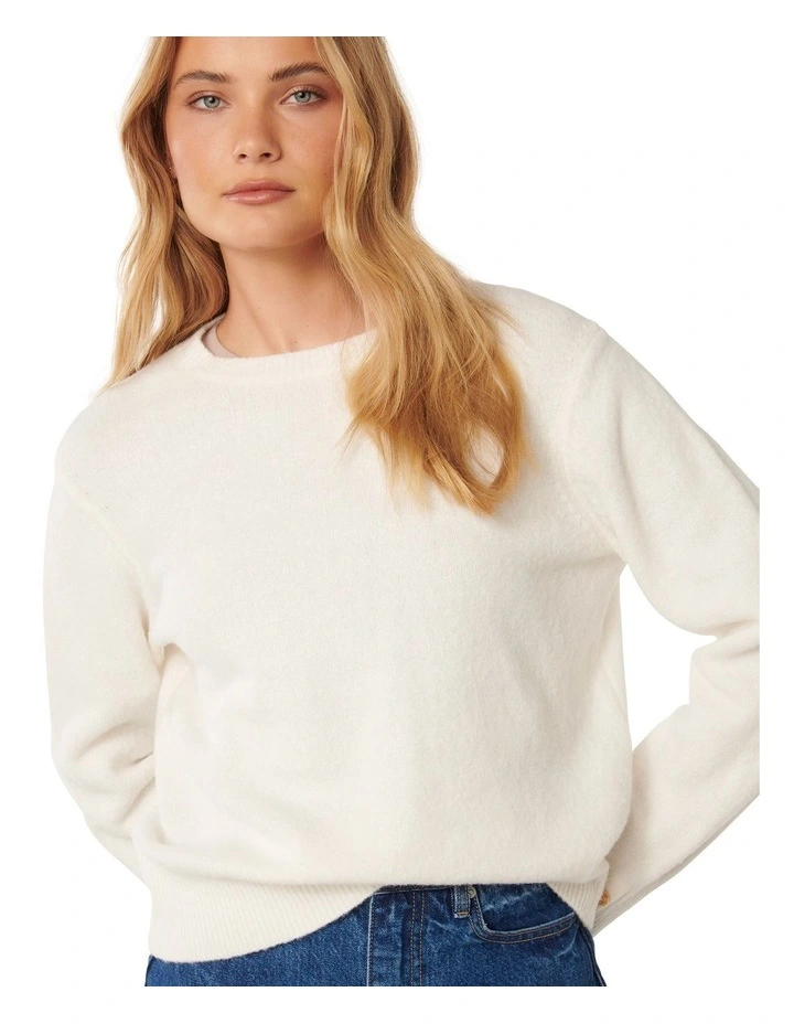 Camille Brushed Knit Jumper in White image 4