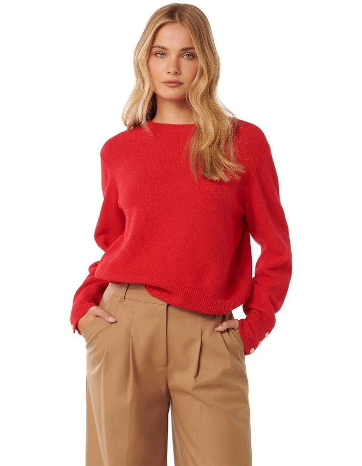 Camille Brushed Knit Jumper in Red image 1