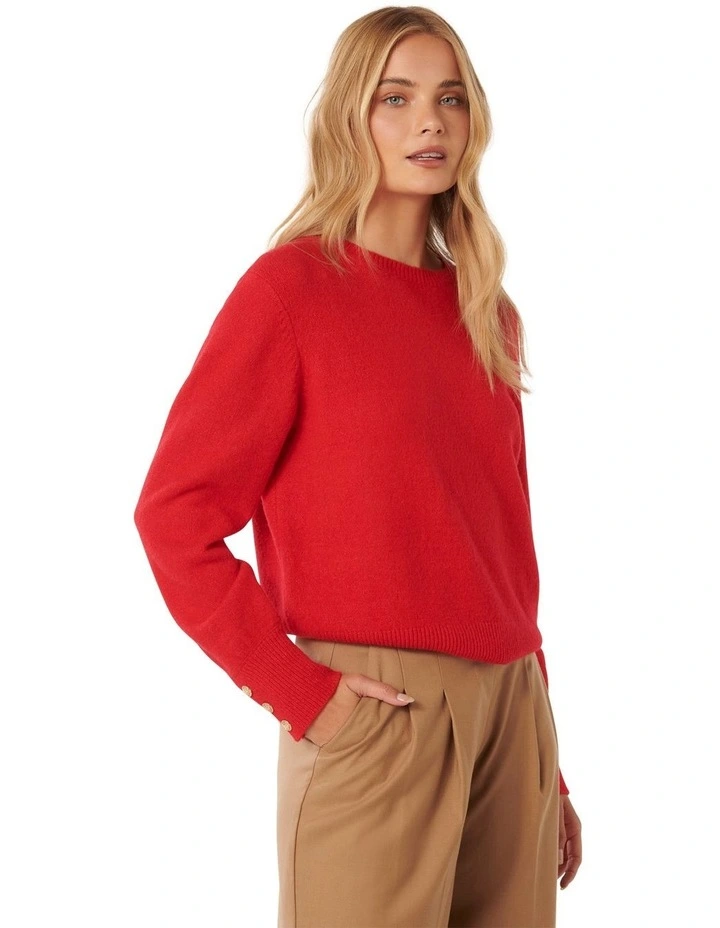 Camille Brushed Knit Jumper in Red image 3