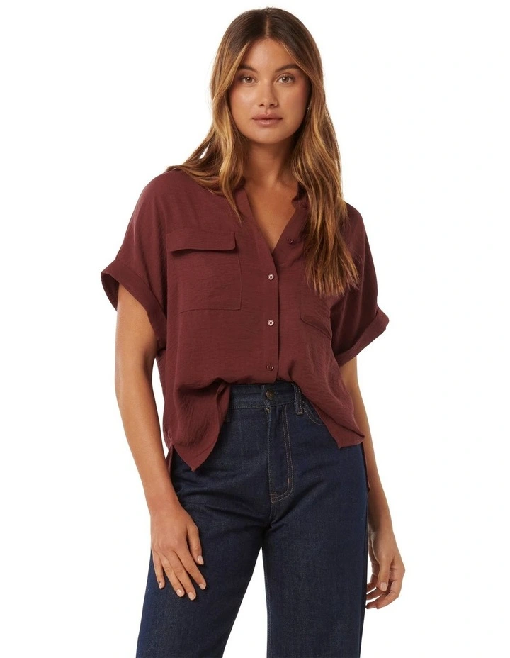 Sawyer Oversized Short Sleeves Shirt in Chocolate image 1