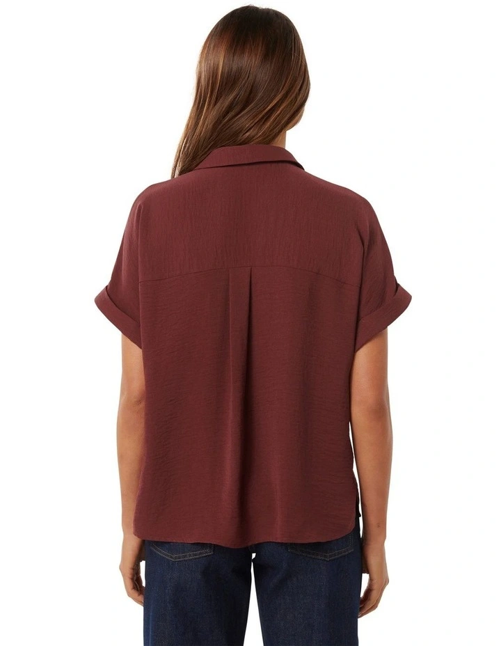Sawyer Oversized Short Sleeves Shirt in Chocolate image 2