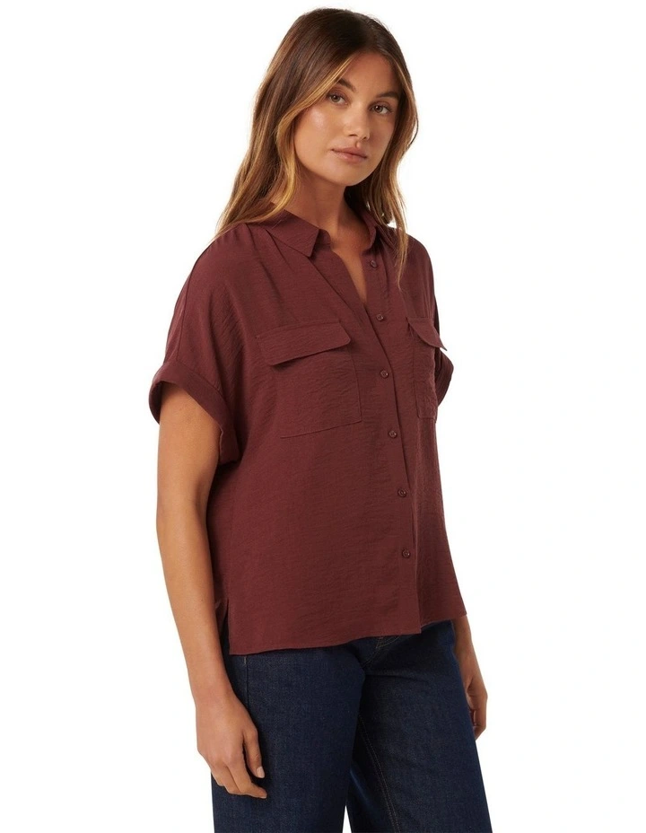 Sawyer Oversized Short Sleeves Shirt in Chocolate image 3