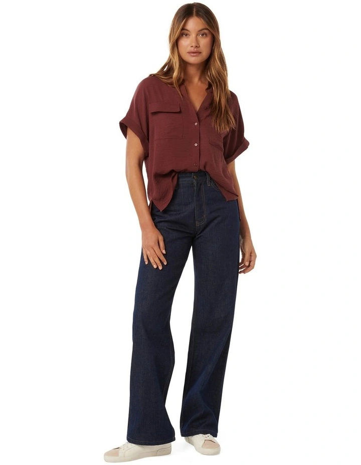 Sawyer Oversized Short Sleeves Shirt in Chocolate image 5