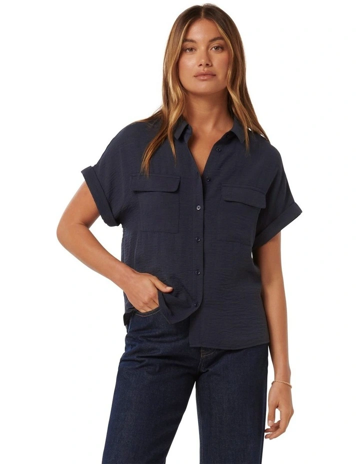 Sawyer Oversized Short Sleeves Shirt in Navy image 1