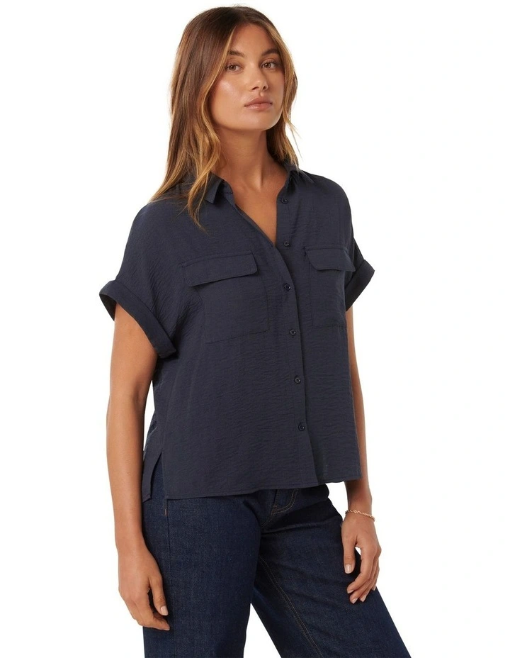 Sawyer Oversized Short Sleeves Shirt in Navy image 3