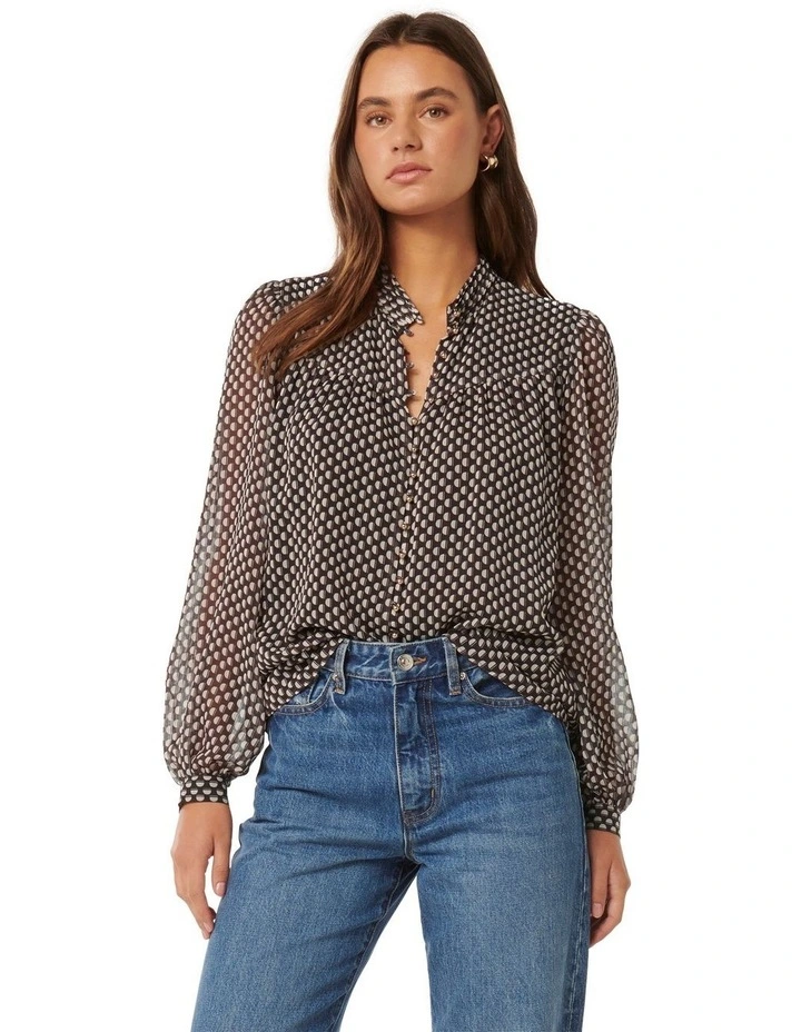 Romy Extended Yoke Blouse in Brown image 1