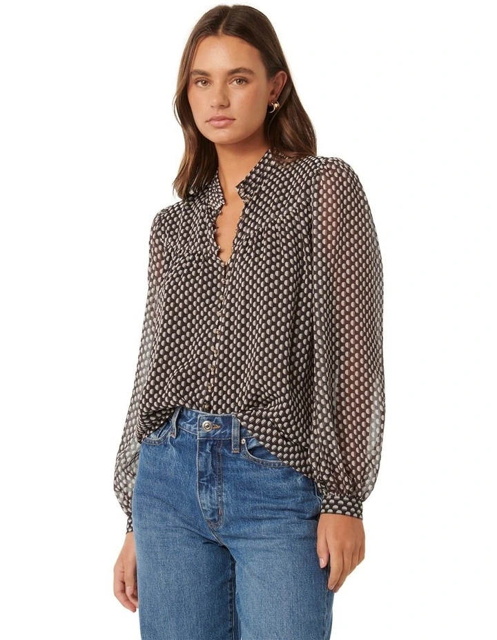 Romy Extended Yoke Blouse in Brown image 3