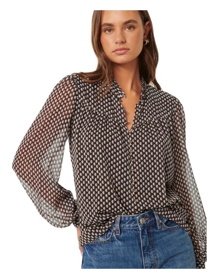 Romy Extended Yoke Blouse in Brown image 4
