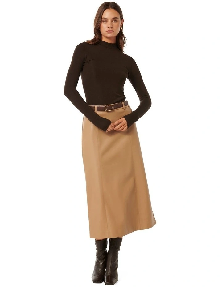 Candice High Neck Rib Top in Chocolate image 5