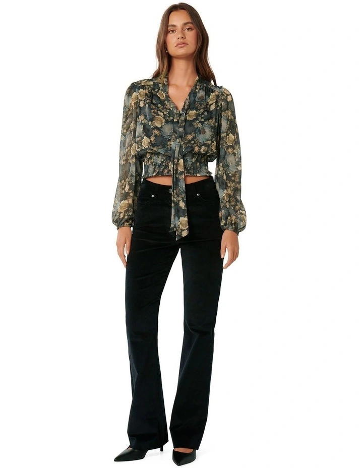 Gloria Shirred Printed Blouse in Blue Multi image 5