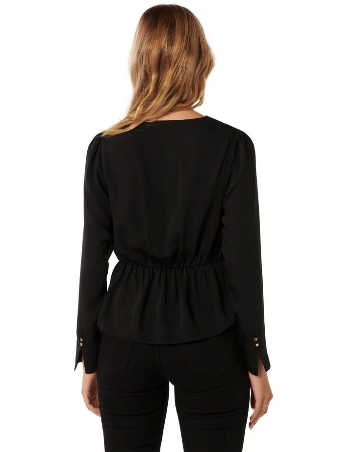 Whitney Wrap Blouse in Black image 2