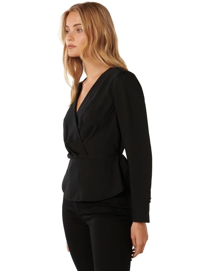 Whitney Wrap Blouse in Black image 3
