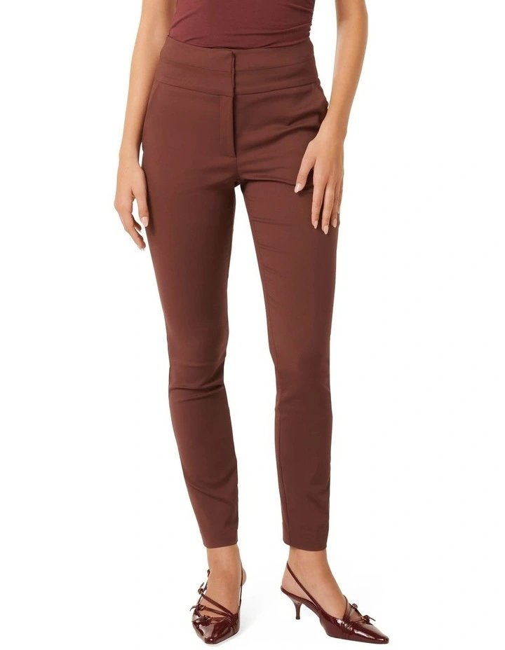 Georgia High Waist Full Length Pants in Brown image 1