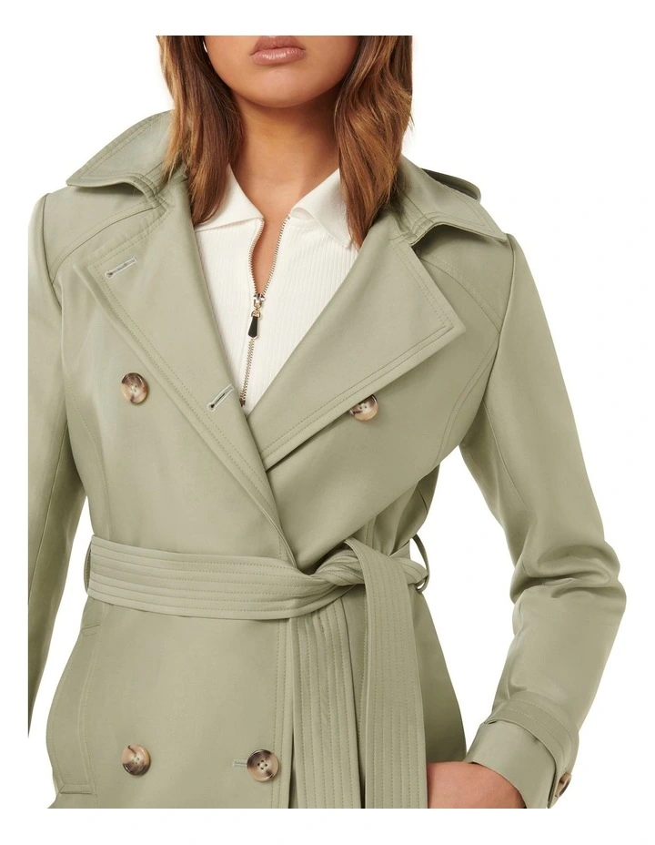 Alicia Short Hooded Trench Coat in Green image 4