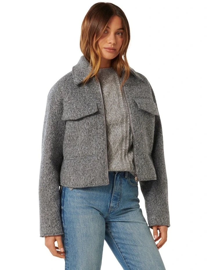 Ellie Textured Jacket in Charcoal image 3