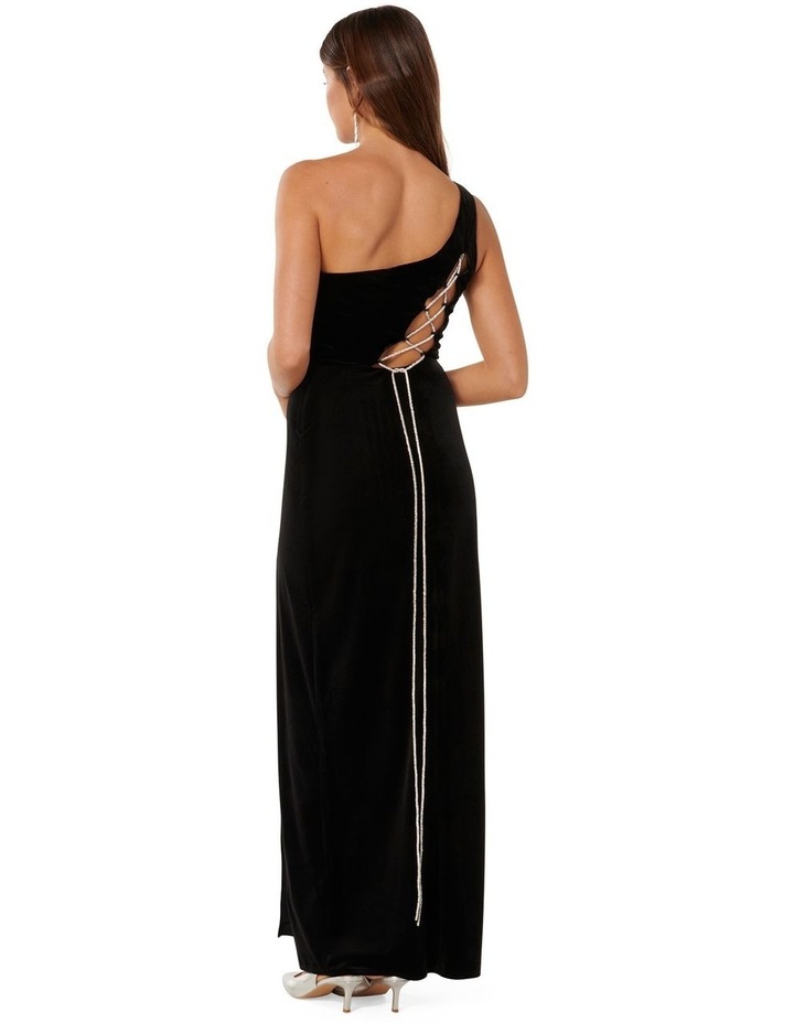 Beverly Velvet One Shoulder Maxi Dress in Black image 2