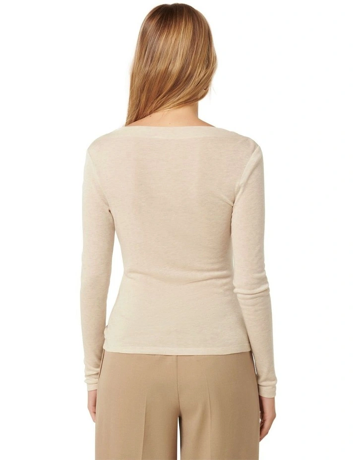 RaeLynn Ruched Wool Blend Top in Cream image 2