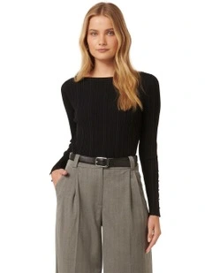 Elle Button Detail Jumper in Black