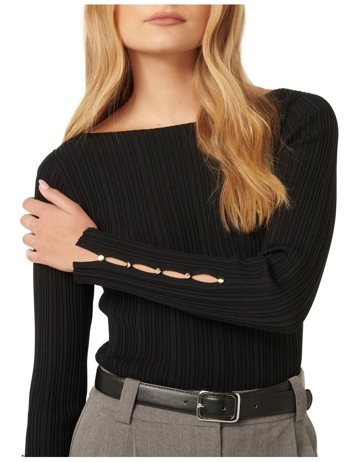 Elle Button Detail Jumper in Black image 4