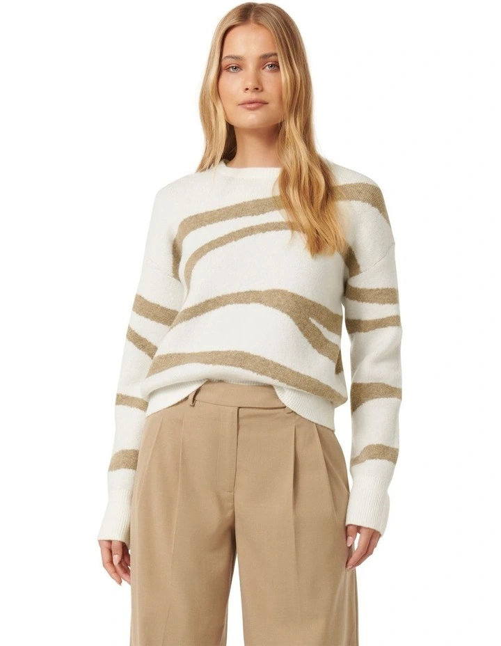 Jade Patterned Knit Jumper in White Multi image 1
