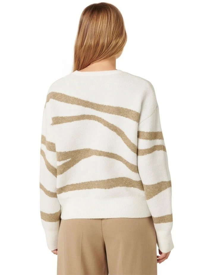 Jade Patterned Knit Jumper in White Multi image 2