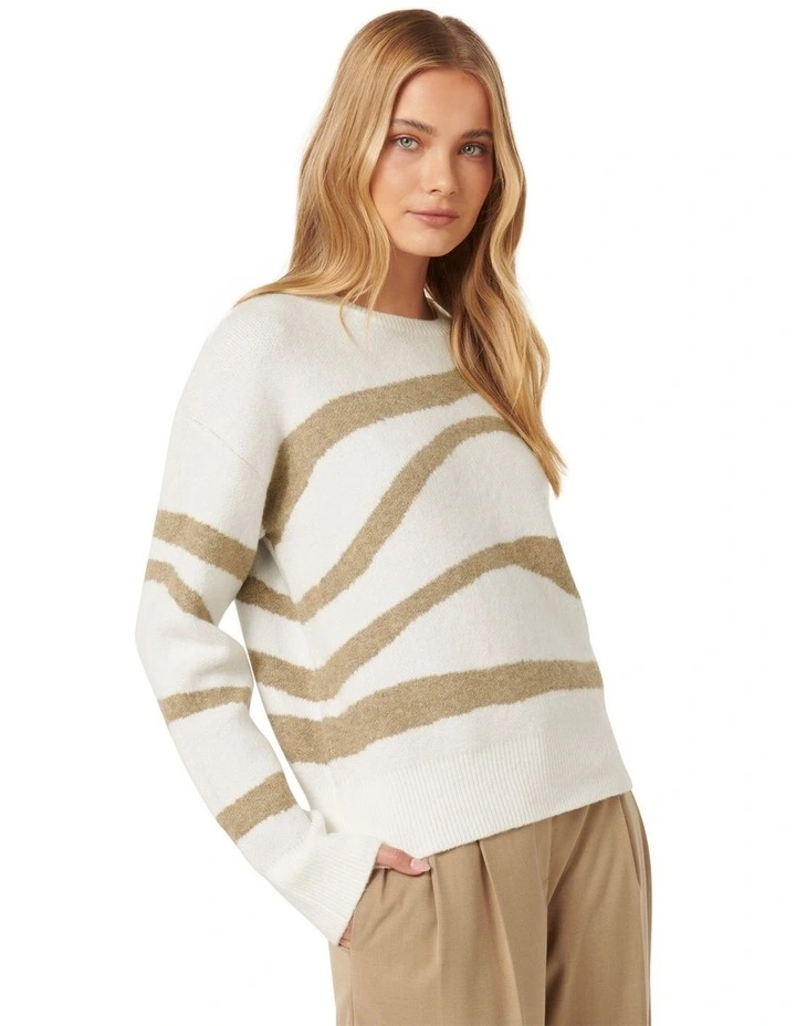 Jade Patterned Knit Jumper in White Multi image 3
