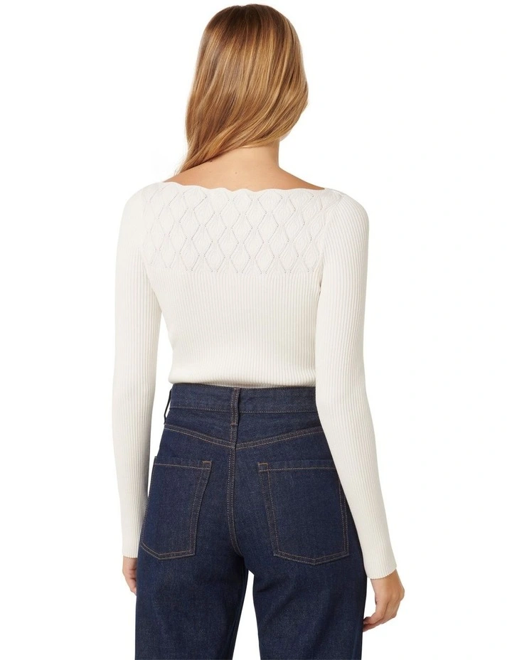 Macey Pointelle Jumper in White image 2