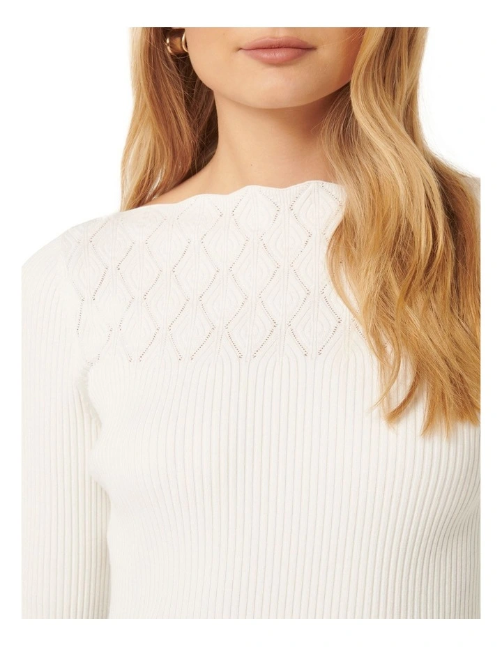 Macey Pointelle Jumper in White image 4