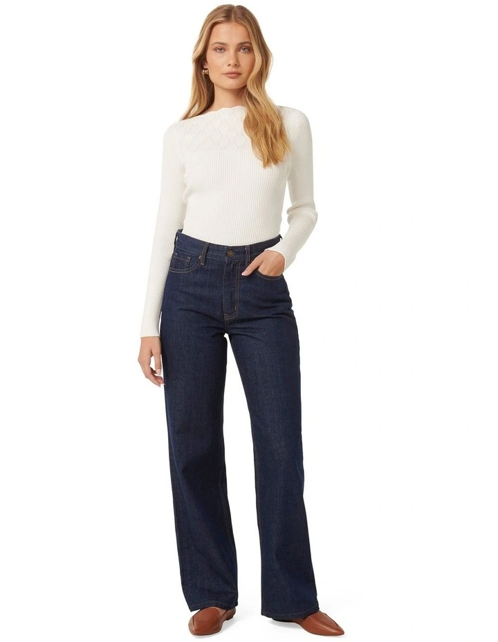 Macey Pointelle Jumper in White image 5