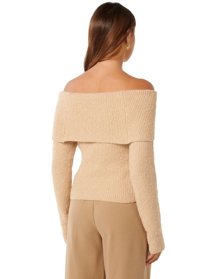 Mariah Boucle Bardot Jumper in Neutral image 2