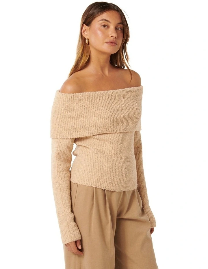 Mariah Boucle Bardot Jumper in Neutral image 3