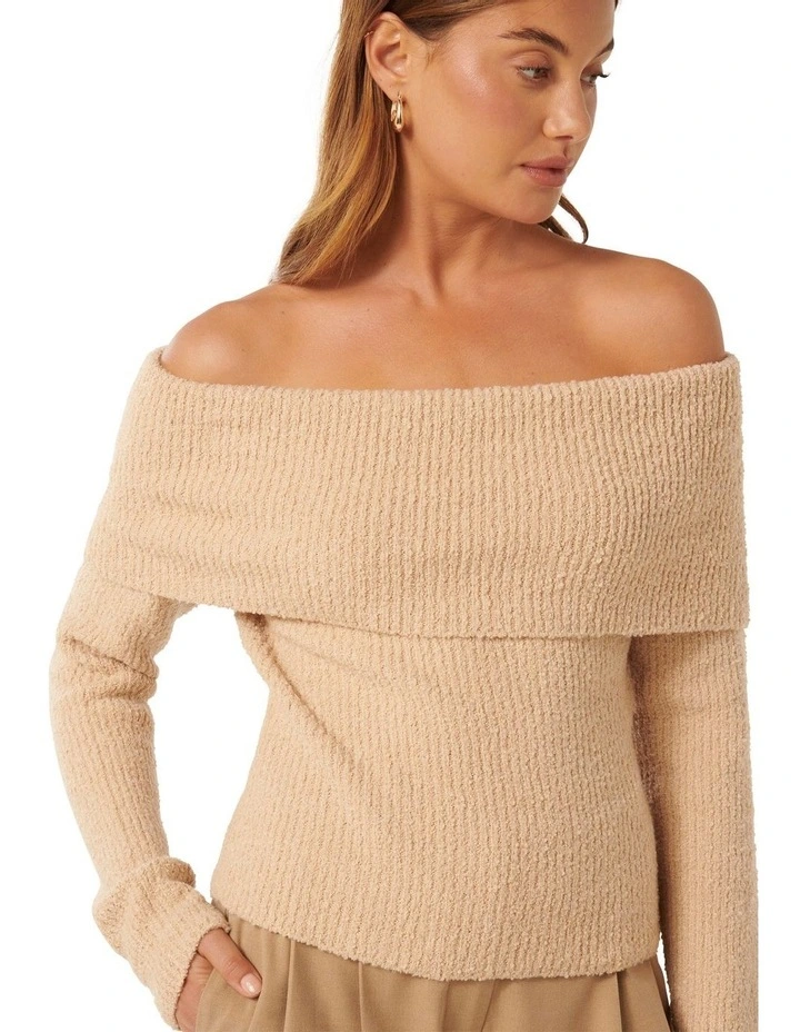 Mariah Boucle Bardot Jumper in Neutral image 4