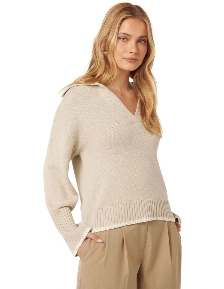 Angelina Whipstitch Sweater in Neutral image 3