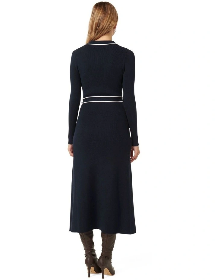 Clara Tipped A-Line Dress in Navy image 2