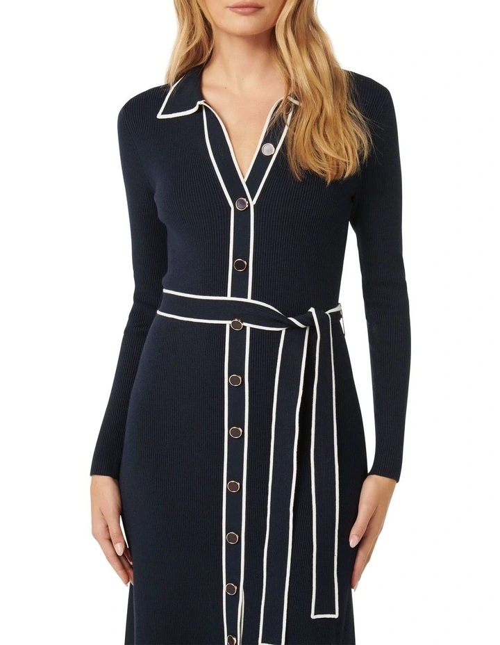 Clara Tipped A-Line Dress in Navy image 4