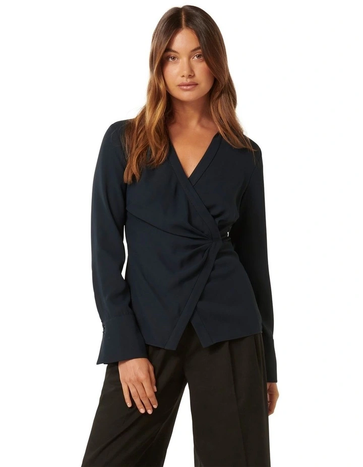 Sandra Wrap Shirt in Navy image 1