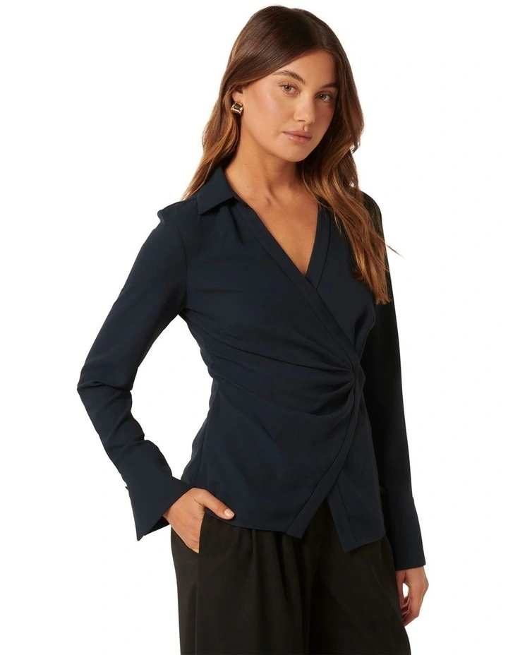 Sandra Wrap Shirt in Navy image 3