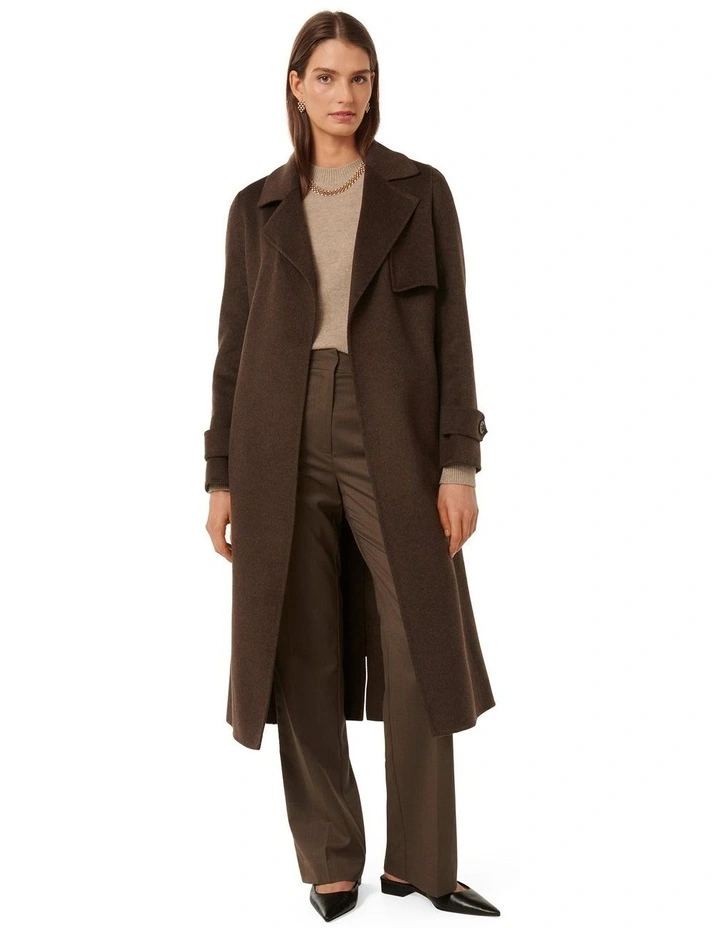 Bella Felled Seam Trench Coat in Chocolate image 1