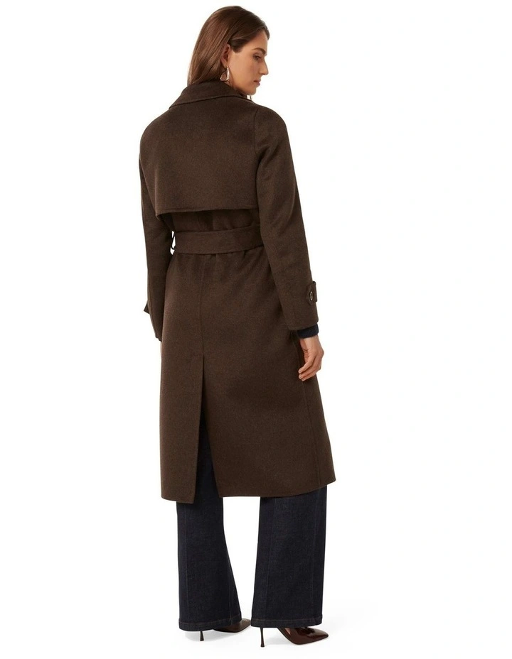 Bella Felled Seam Trench Coat in Chocolate image 2
