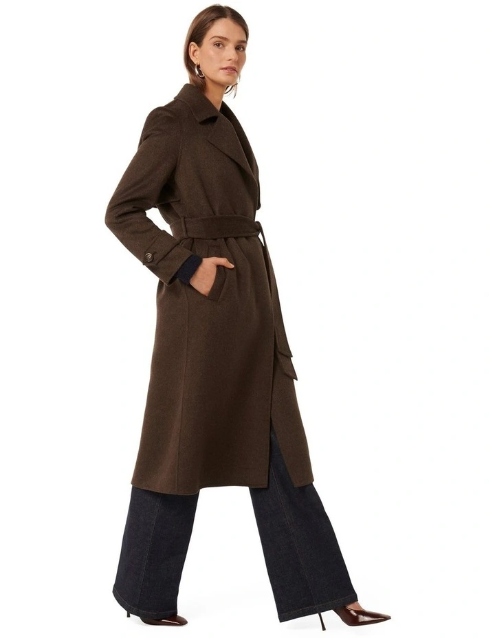 Bella Felled Seam Trench Coat in Chocolate image 3