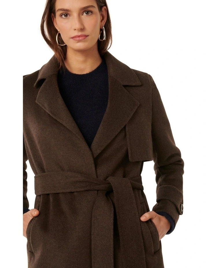 Bella Felled Seam Trench Coat in Chocolate image 4