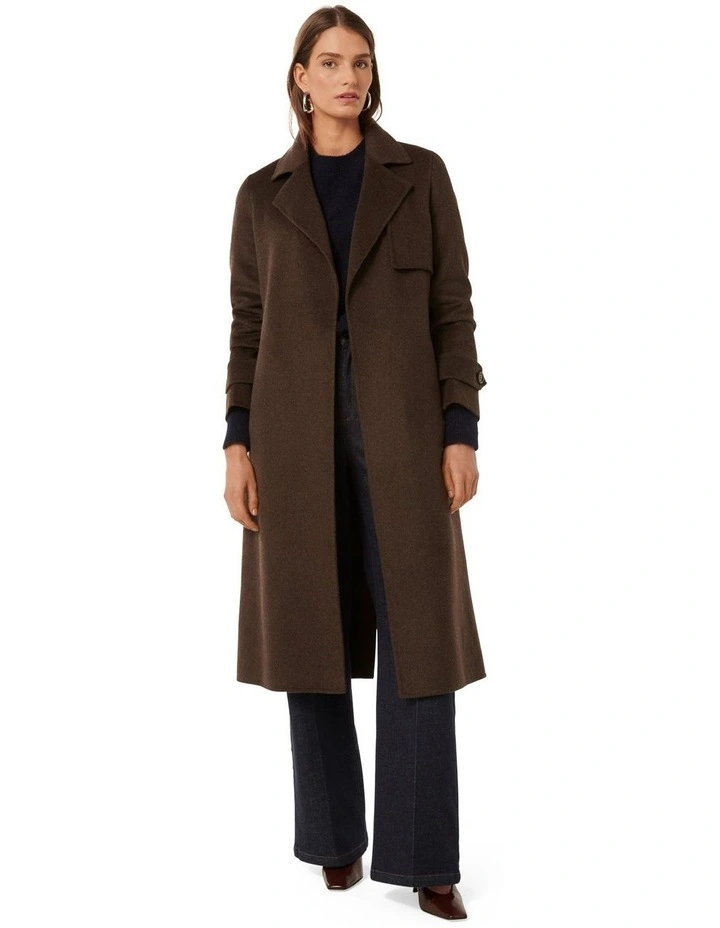 Bella Felled Seam Trench Coat in Chocolate image 5