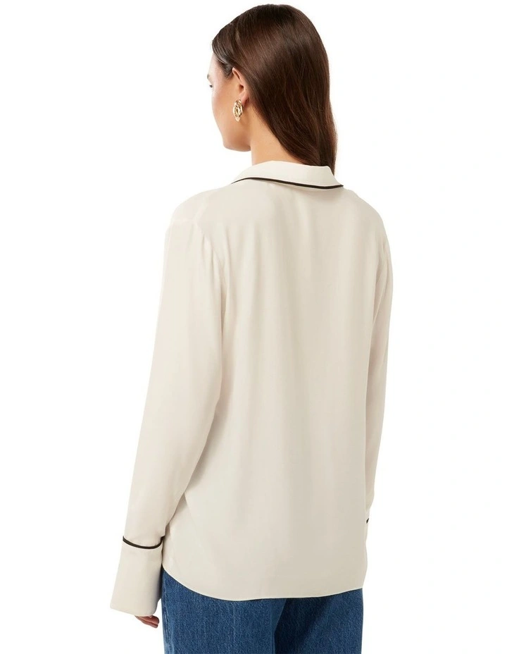 Liza Contrast Trim Shirt in White image 2