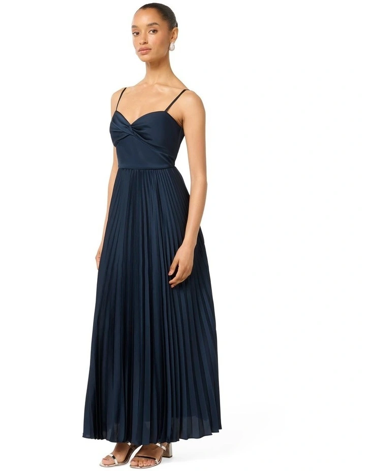 Chloe Pleated Maxi Dress in Deep Navy image 3