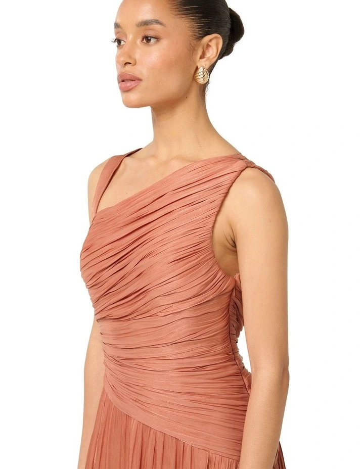 Forever New Nya Metallic Asymmetrical Maxi Dress in Orange | MYER